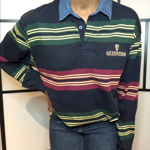 Guinness Other - Guinness long sleeve polo (rugby) shirt w stripes